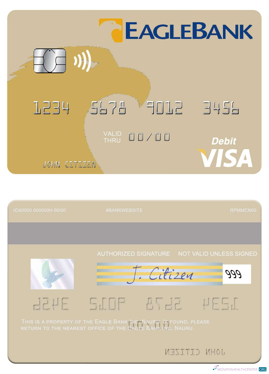 Download Nauru Eagle Bank Inc visa debit card Photoshop template